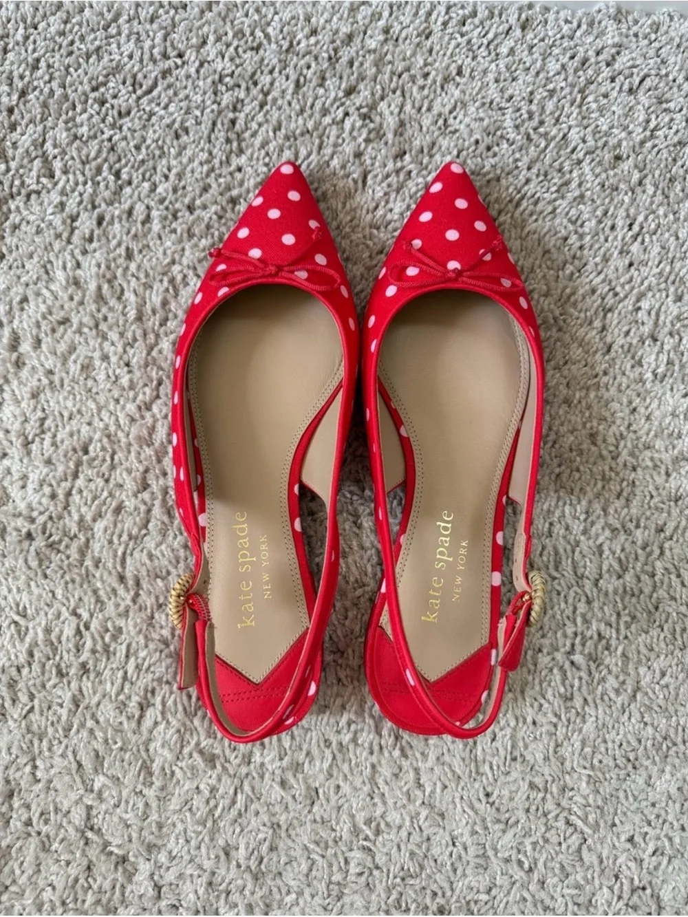 NWOT Kate Spade Red Polka Dot Veronica Flats Size 8